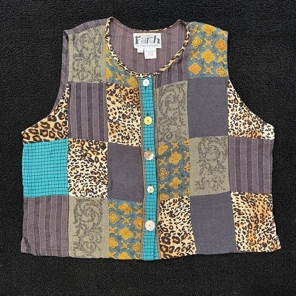 Faith Jackets & Blazers - Faith Celia Forrester Vest L Patchwork Mixed Print Boho Artsy Unique Whimsy